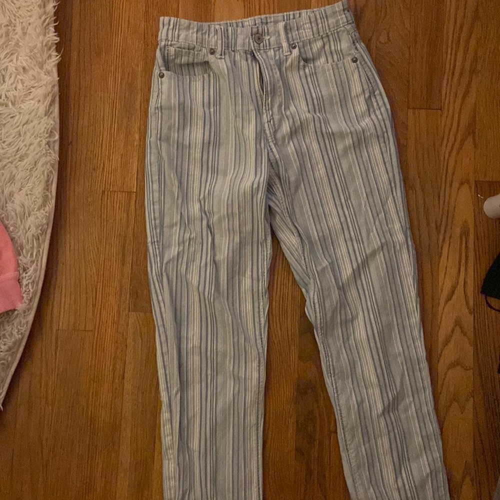 American eagle blue stripped jeans!
